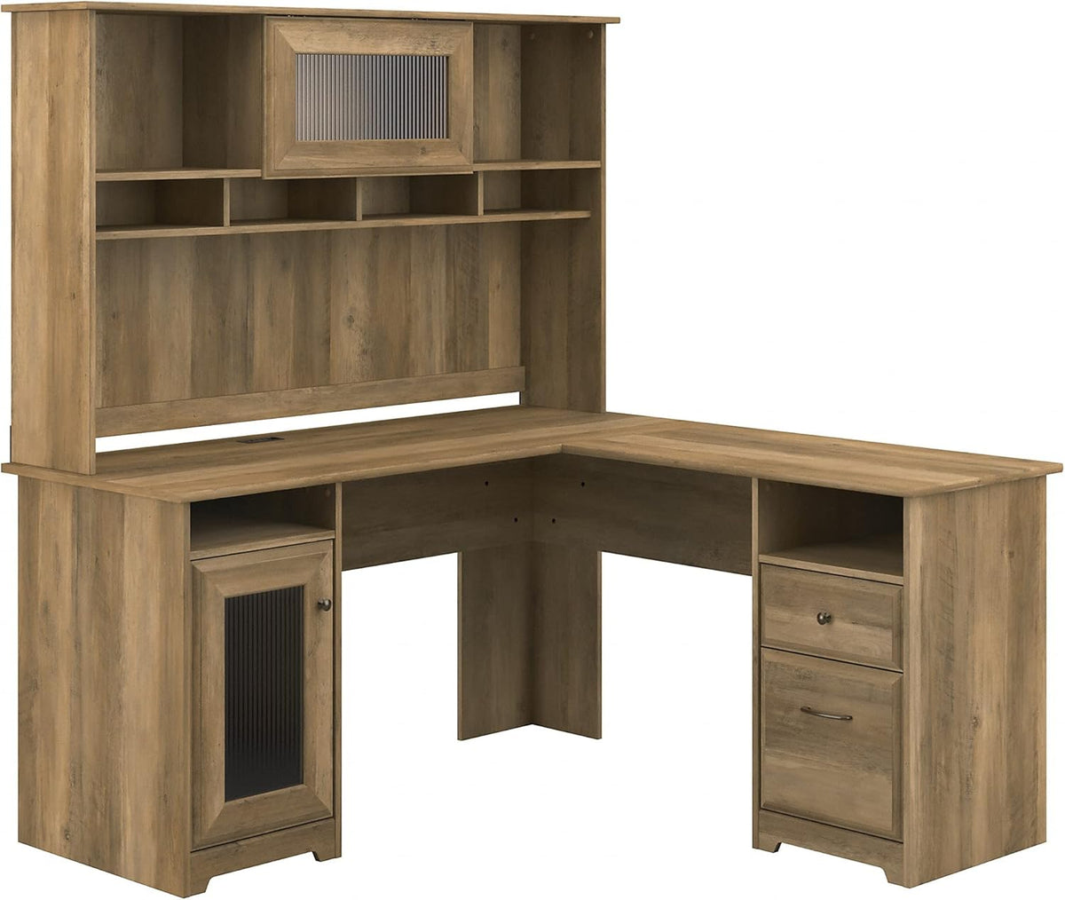 White L Shaped Computer Desk with Hutch E879