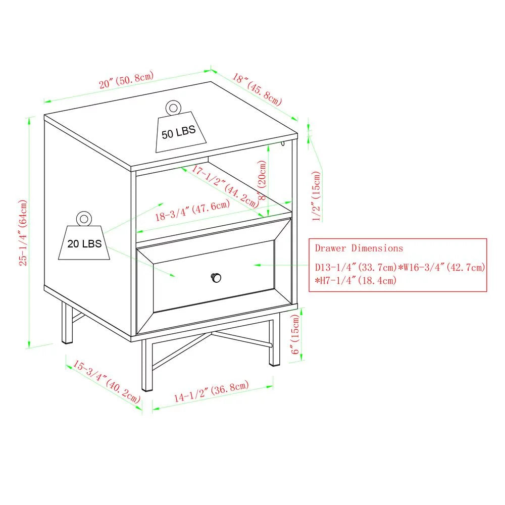 Dark Walnut 1-Drawer Wood End Tables Set of 2 E94665