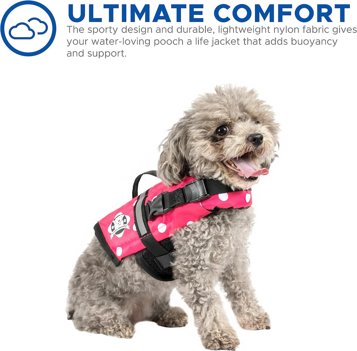 Pink & White Polka Dot Nylon Dog Life Jacket J681