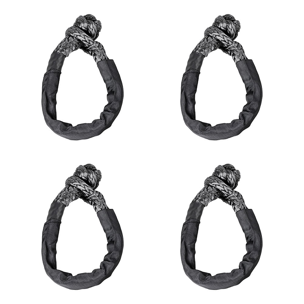 Black 1/2" Synthetic Soft Shackle Tow Straps Rope Recovery 38000 lb UHMWPE (Pack of 4) Y74666
