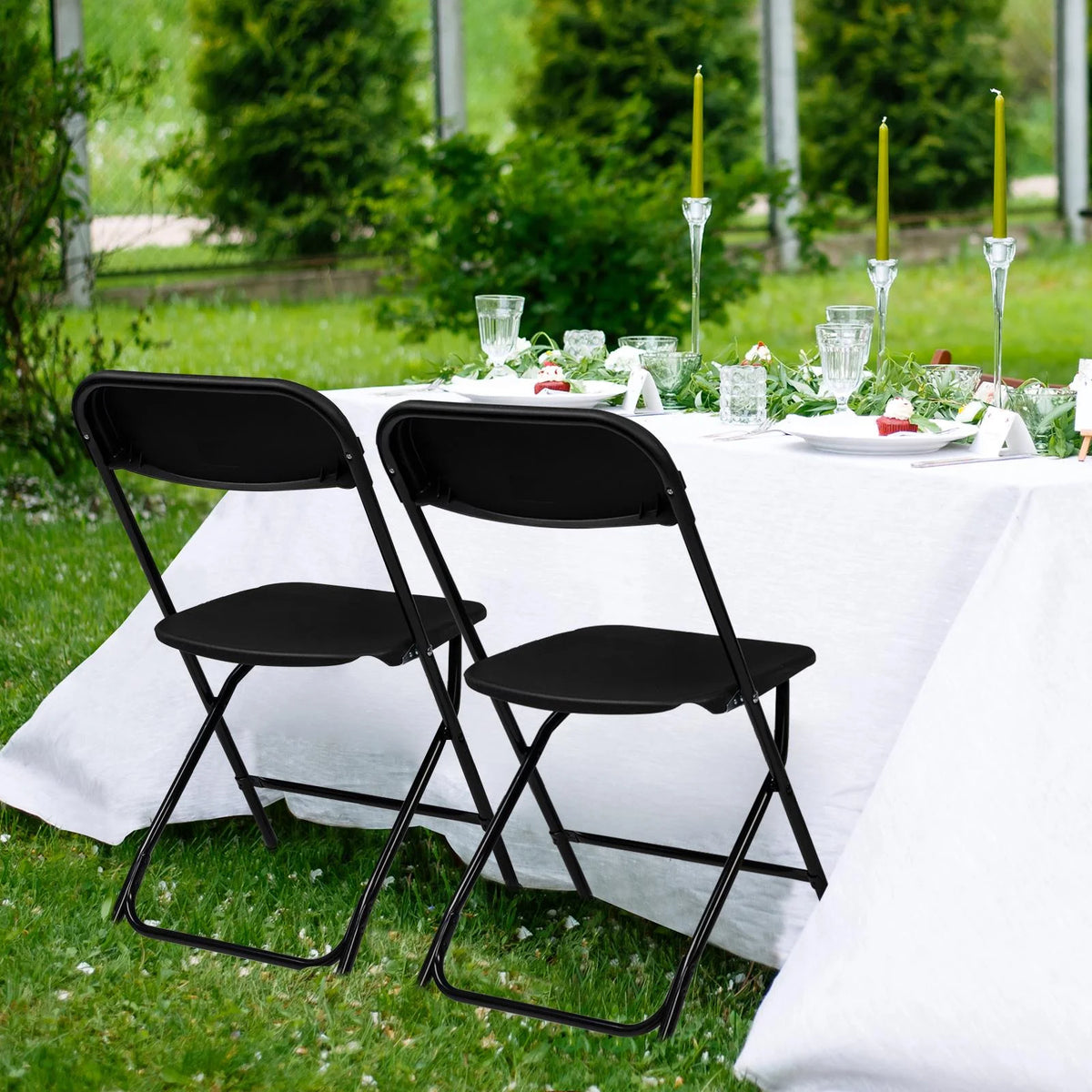 Black Plastic Folding Chairs 6 Pack C844397