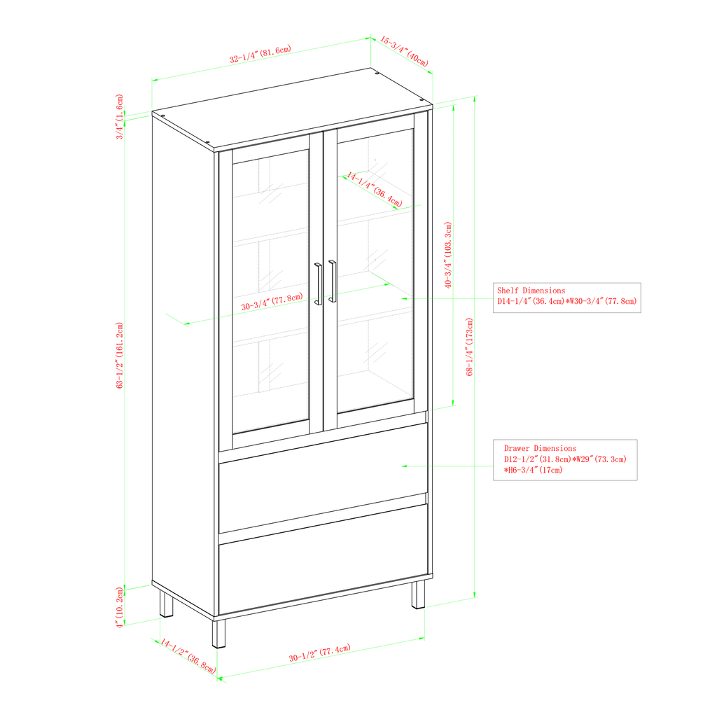 Glass Door Storage Hutch C2667
