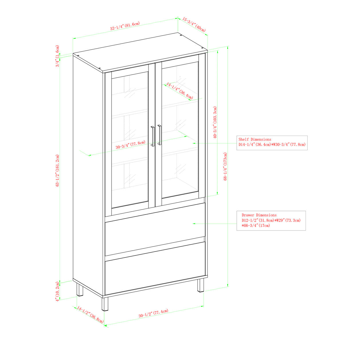 Glass Door Storage Hutch C2667