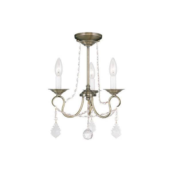 Antique Gold Leaf 3 Light Convertible Chain Hang/Ceiling Mount V467