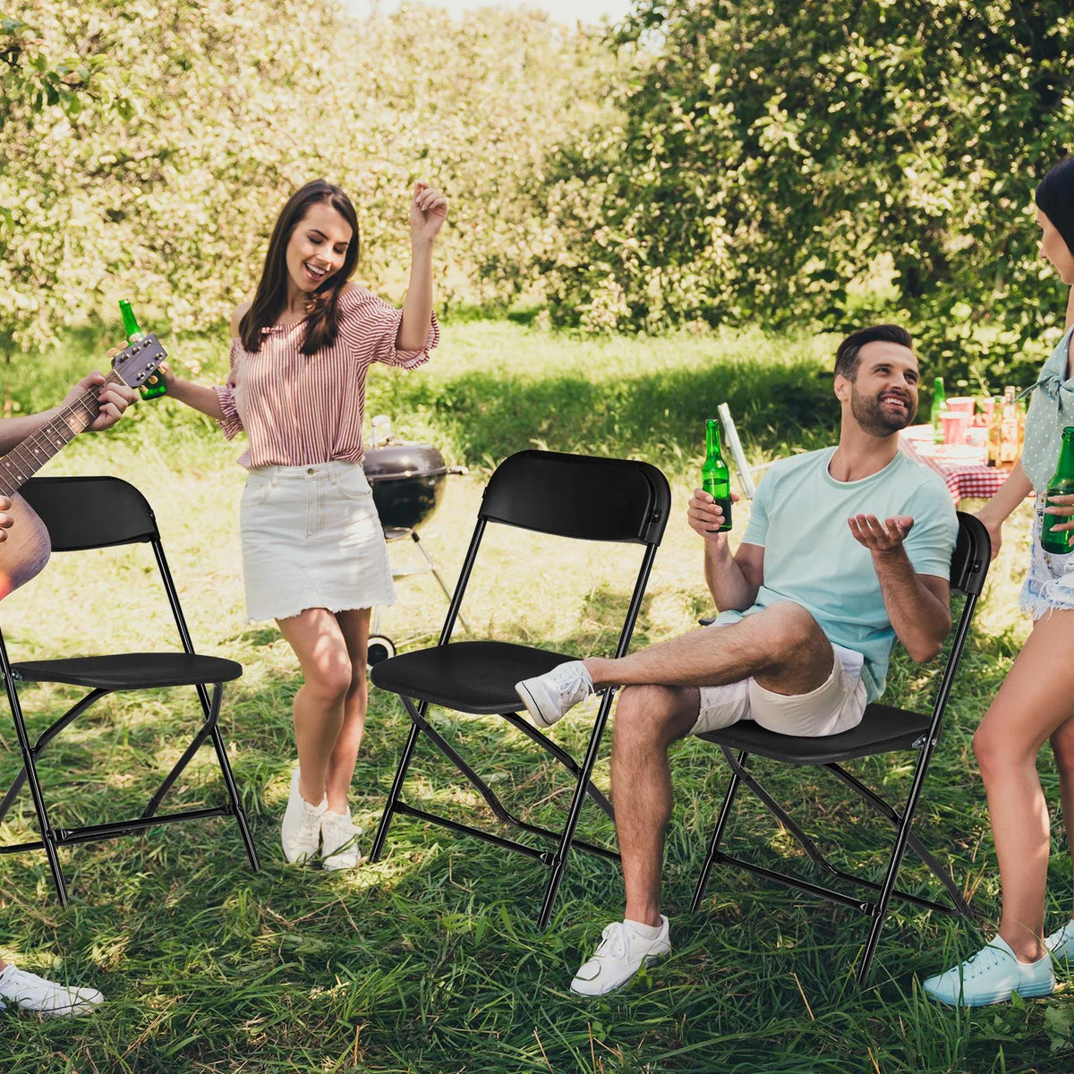 Black Plastic Folding Chairs 6 Pack C844397