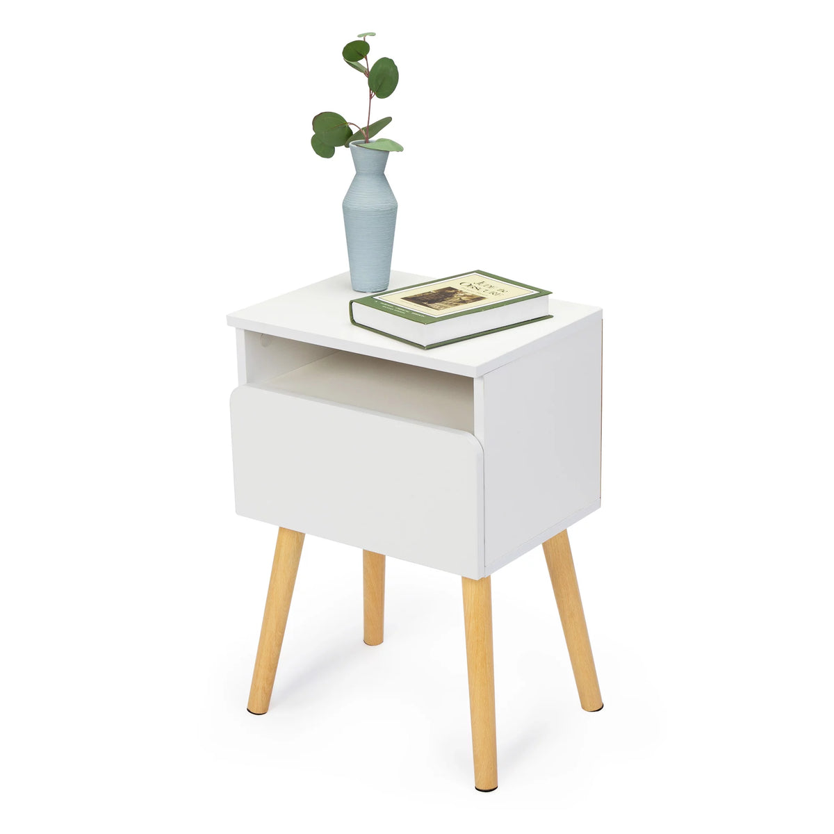 White Nightstands Set of 2 with Storage Drawer and Shelf I320