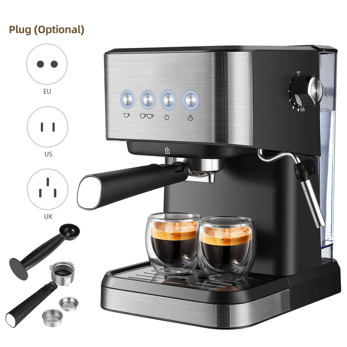 15 Bar Espresso Coffee Maker with Frother Wand W53606