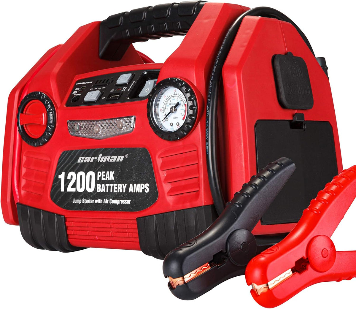 12V Portable Power Station Jump Starter with Air Compressor, 150PSI Tire Inflator, Battery Clamps Z304