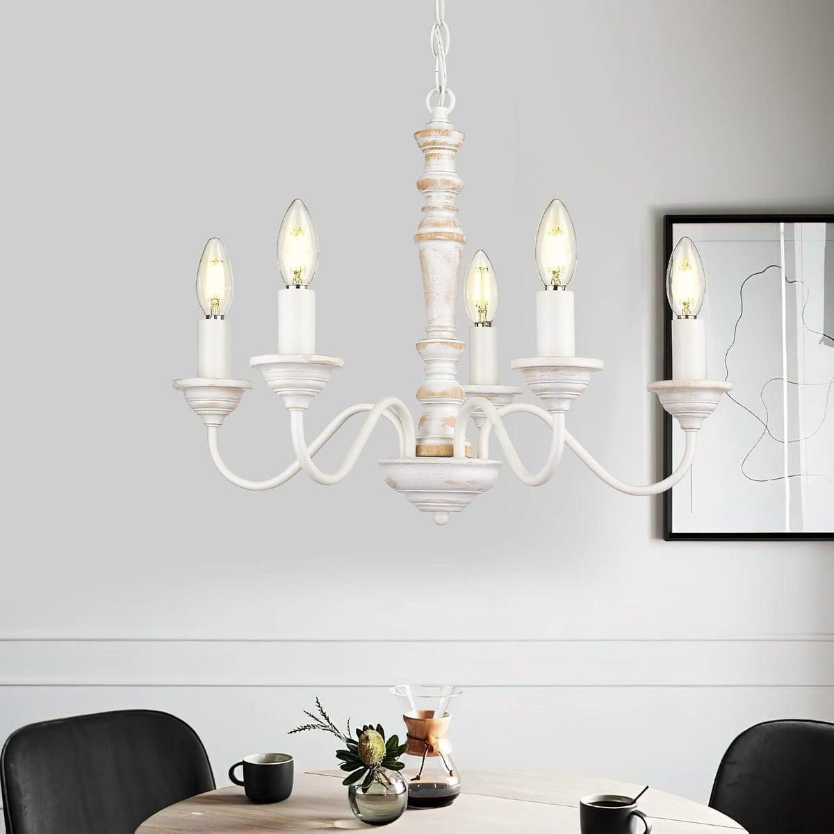 French Country 5-Light Wood Chandelier P477800