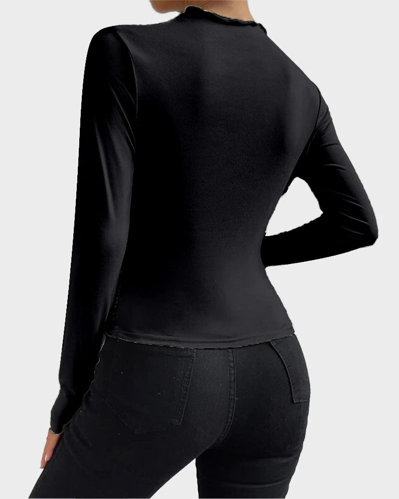 Slim Fit Ruched High-Neck T-Shirt Top S396