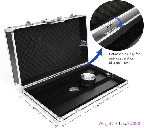 21.6x12.4x4.2in Sturdy Locking Aluminum Guitar Multi Effect Pedal Case O1456