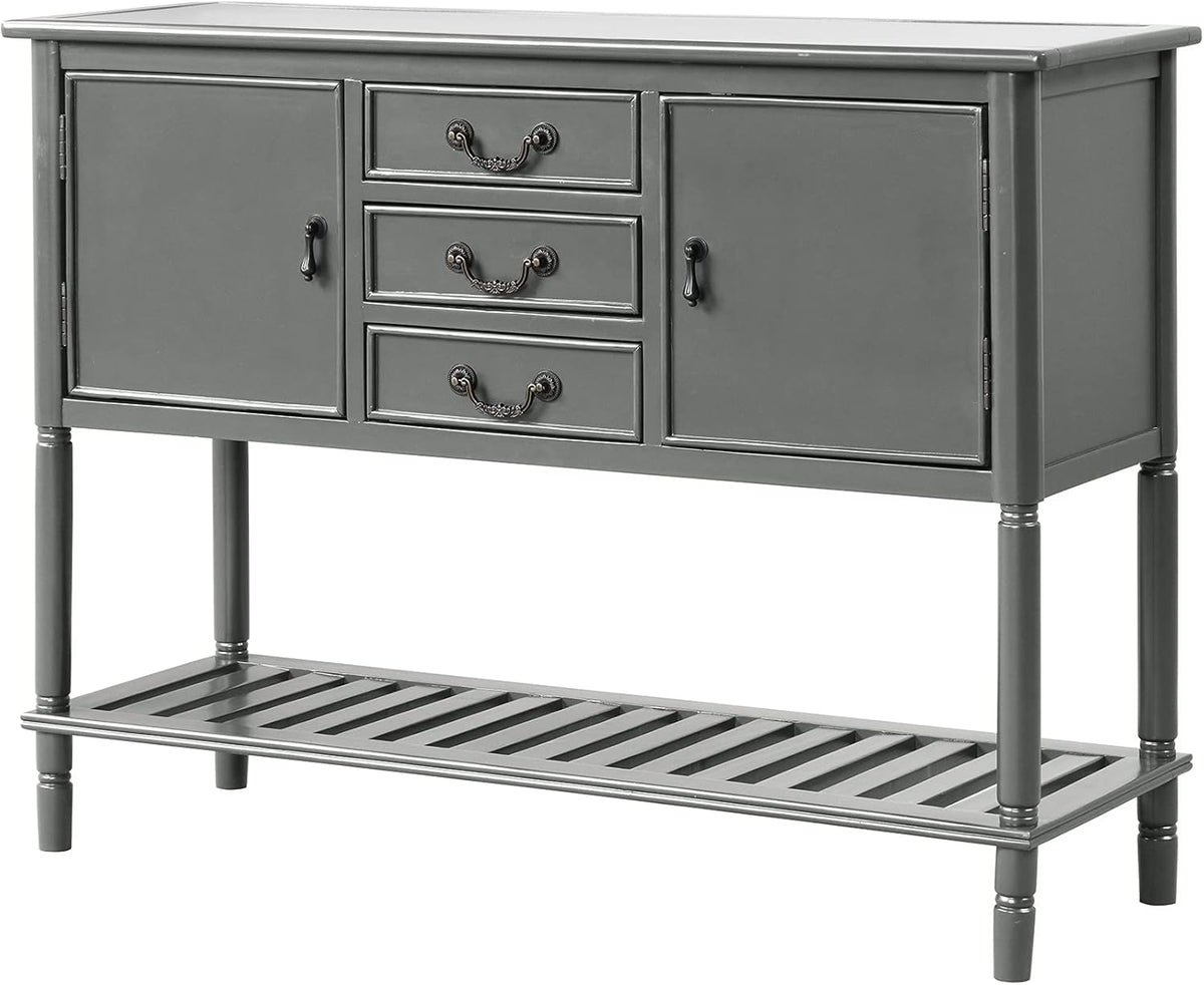 Navy Blue Solid Wood Console Table with 3 Drawers, 2 Cabinet, 1 Shelf Y678