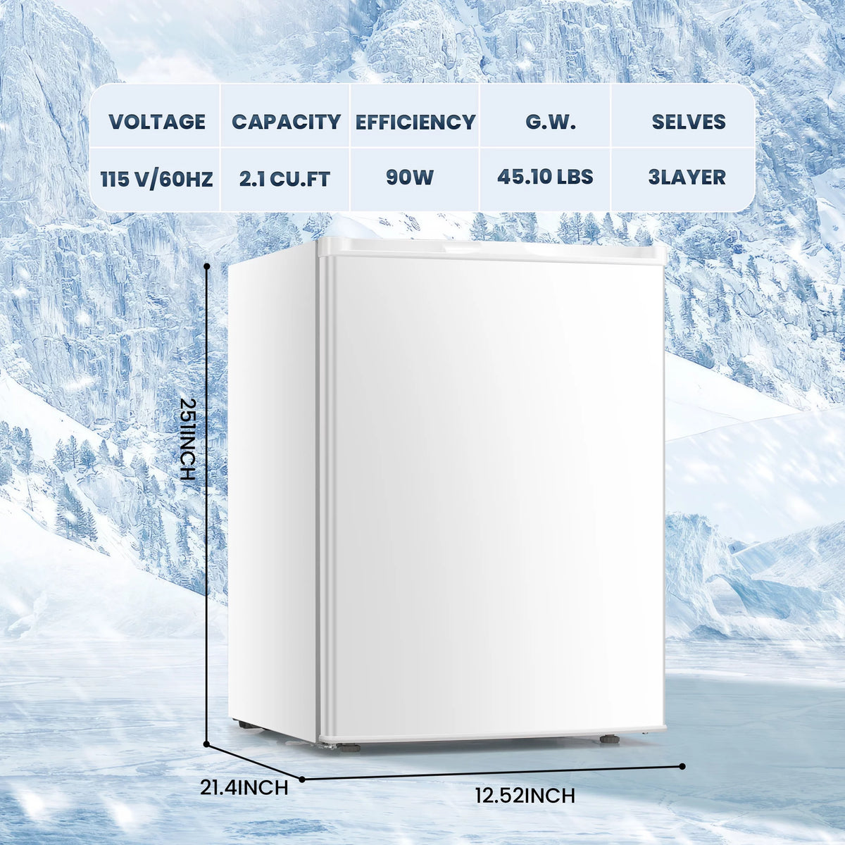 3.0 Cu.ft Compact Upright Freezer with Reversible Door S123