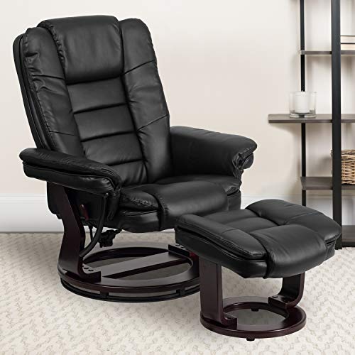 Beige LeatherSoft Multi-Position Recliner with Ottoman R2983