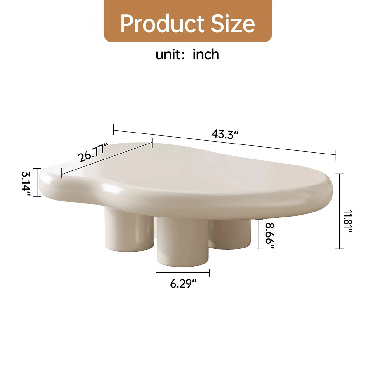 Cream White Coffee Table with 4 Legs X50679
