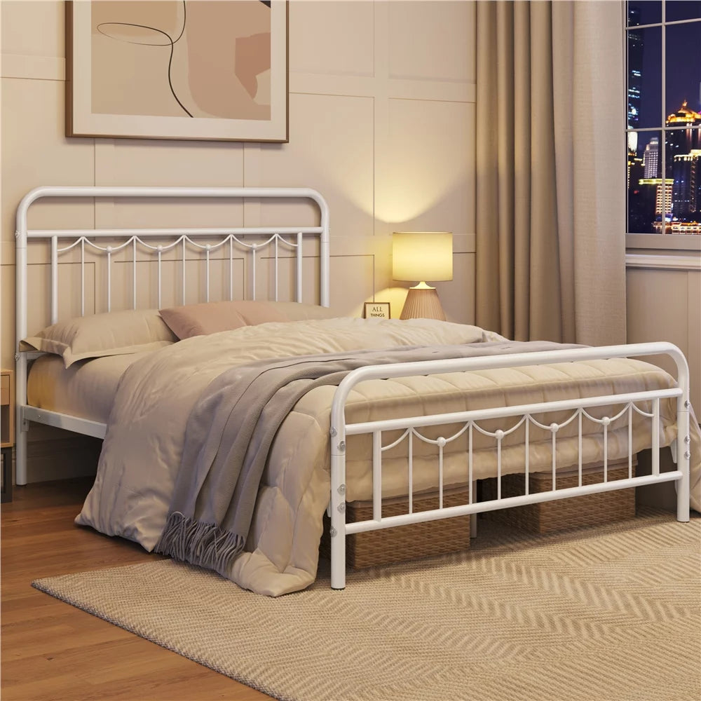 Twin Metal Platform Bed with Headboard and Footboard I3150