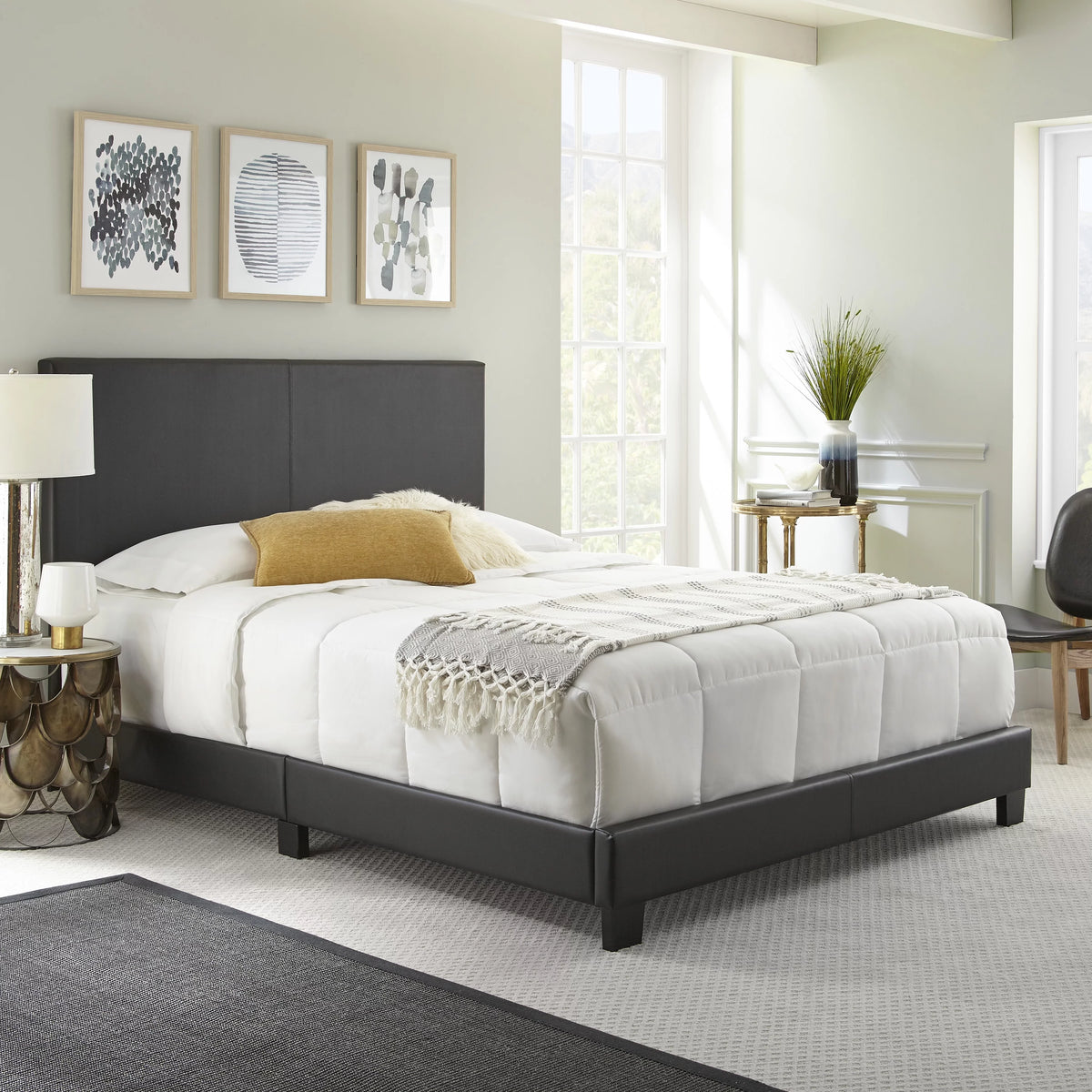 Queen Upholstered Platform Bed B42566