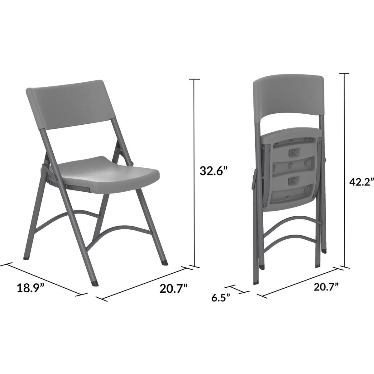 Folding Chair, Gray - Pack of 4 V587