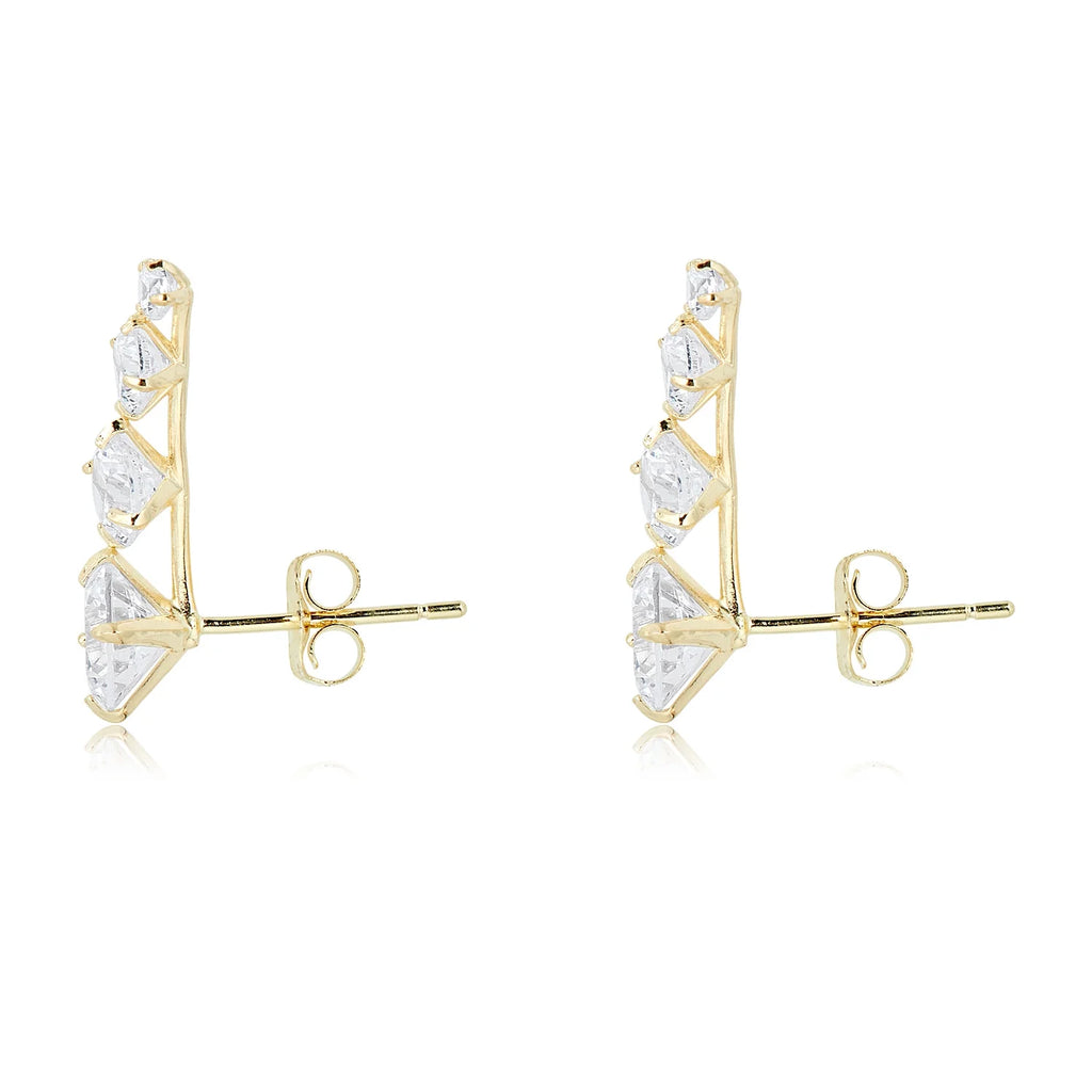 10K Yellow Gold Ear Crawler CZ Earrings K927