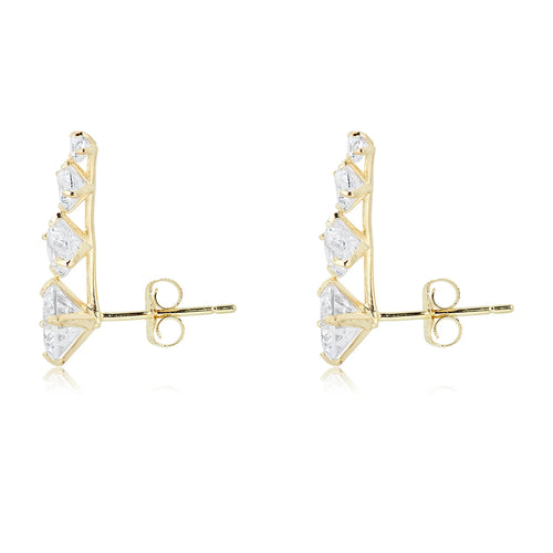 10K Yellow Gold Ear Crawler CZ Earrings K927