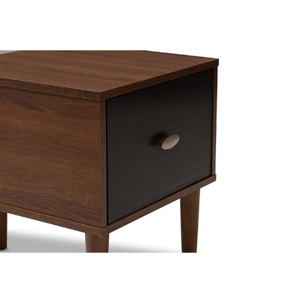 Oak and Dark Brown Wood 1-drawer Storage Bench Z1514