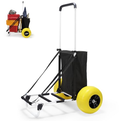 Folding Beach Fishing Cart with Big Balloon Wheels and Storage Bag K420