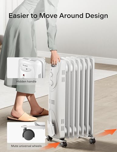 Oil Filled Radiator Heater, 1500W, 3 Heat Settings, Black K102438
