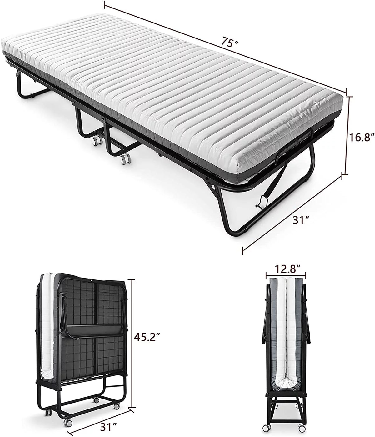 Folding Bed with Memory Foam Mattress D905