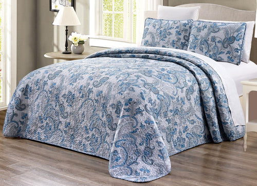 3-Piece Oversize Tropical Seashell Queen Bedspread Coverlet Set Aqua Blue Sand White R649525