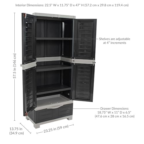 Lockable Storage Cabinet with 3 Adjustable Shelves - 57.5" H - Shadow W4540