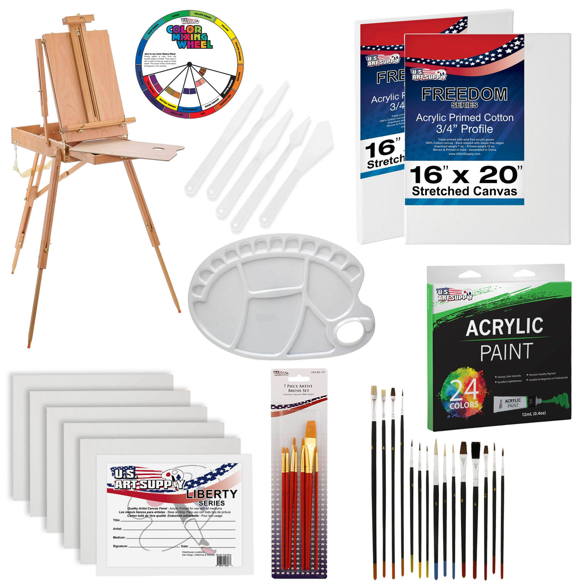 Acrylic Painting Kit French Easel 62 Piece I793993
