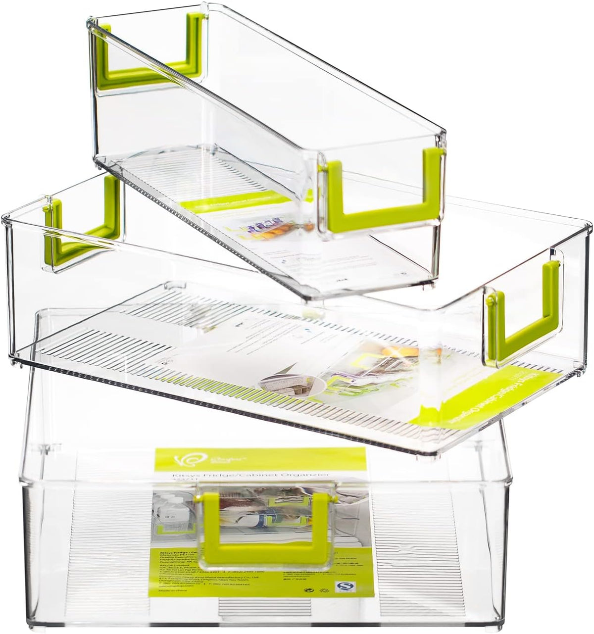 Clear Refrigerator Organizer Bins, 3 Pantry Bins D14907