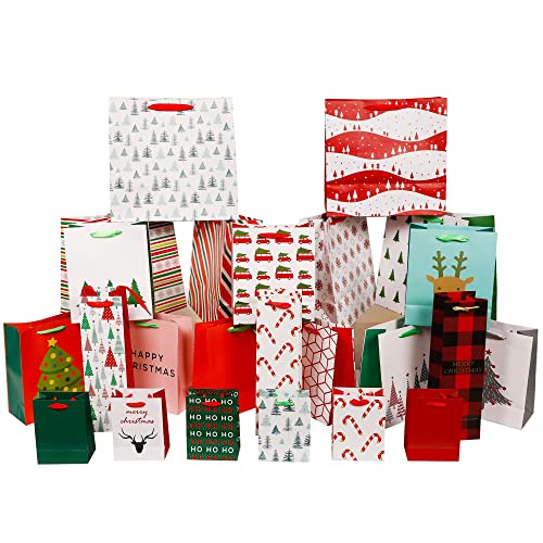 24 Packs Assorted Size Art Paper Gift Bags with Handles Z25784