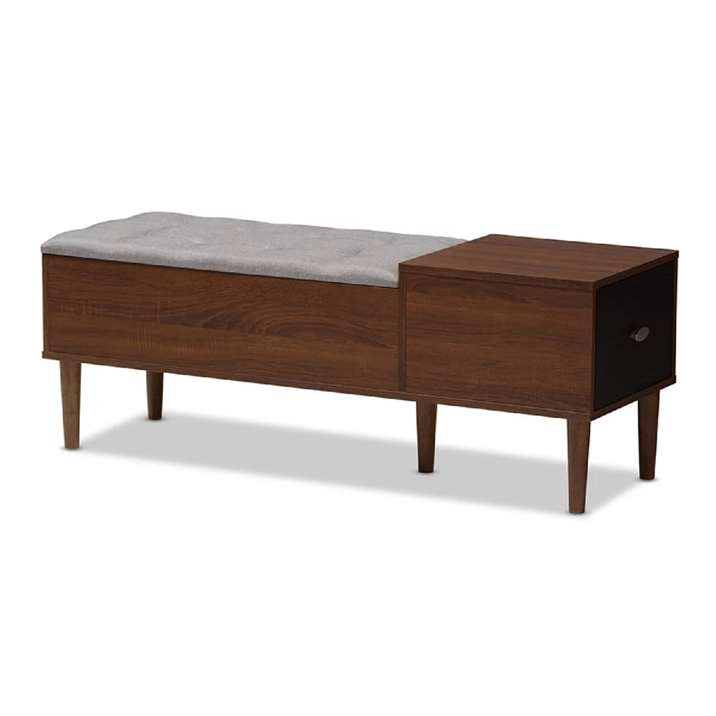Oak and Dark Brown Wood 1-drawer Storage Bench Z1514