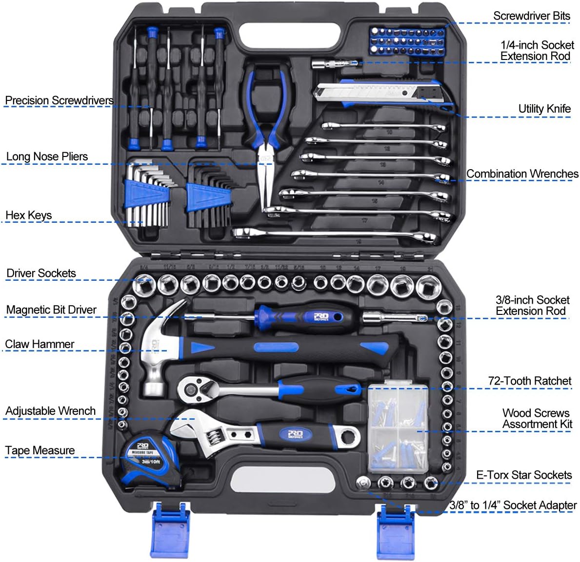 148-Piece Hand Tool Set with Toolbox Storage Case N589047