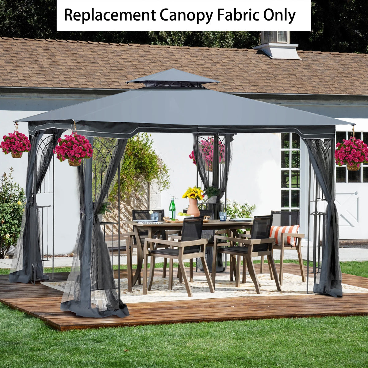 Gray Patio Gazebo Replacement Canopy Top G625