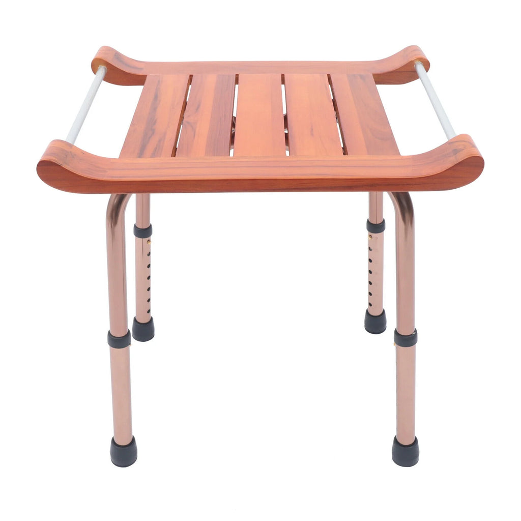 Teak Shower Stool Bathroom Bench Adjustable Non-Slip A319
