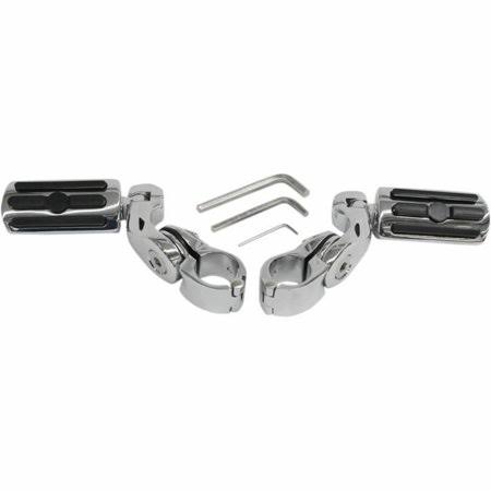 Chrome Highway Pegs with 2-1/2in. Mounting Arms and Ribbed Pegs M6827