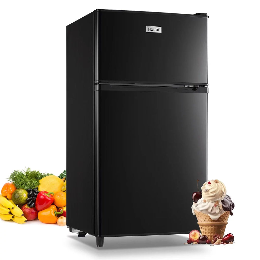 3.2 Cubic Feet Retro Dual Door Mini Fridge with Freezer I941606