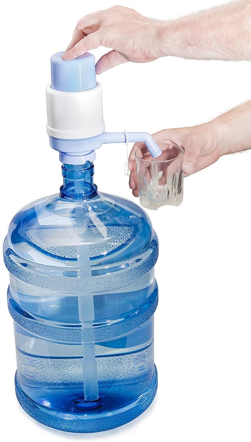 2-Pc Plastic Water Bottle with Screw Caps 5 Gallons Jug Container with Cap, Easy Grip Carry Handle C545
