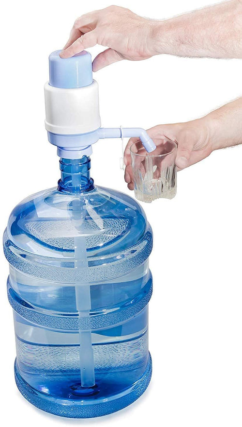 2-Pc Plastic Water Bottle with Screw Caps 5 Gallons Jug Container with Cap, Easy Grip Carry Handle C545