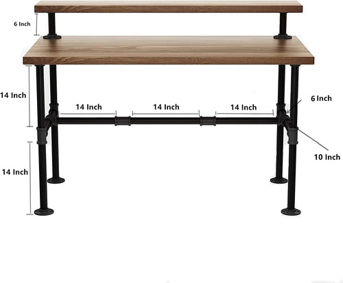 28 Inch Industrial Pipe Table Legs Set with Monitor Shelf Support A821