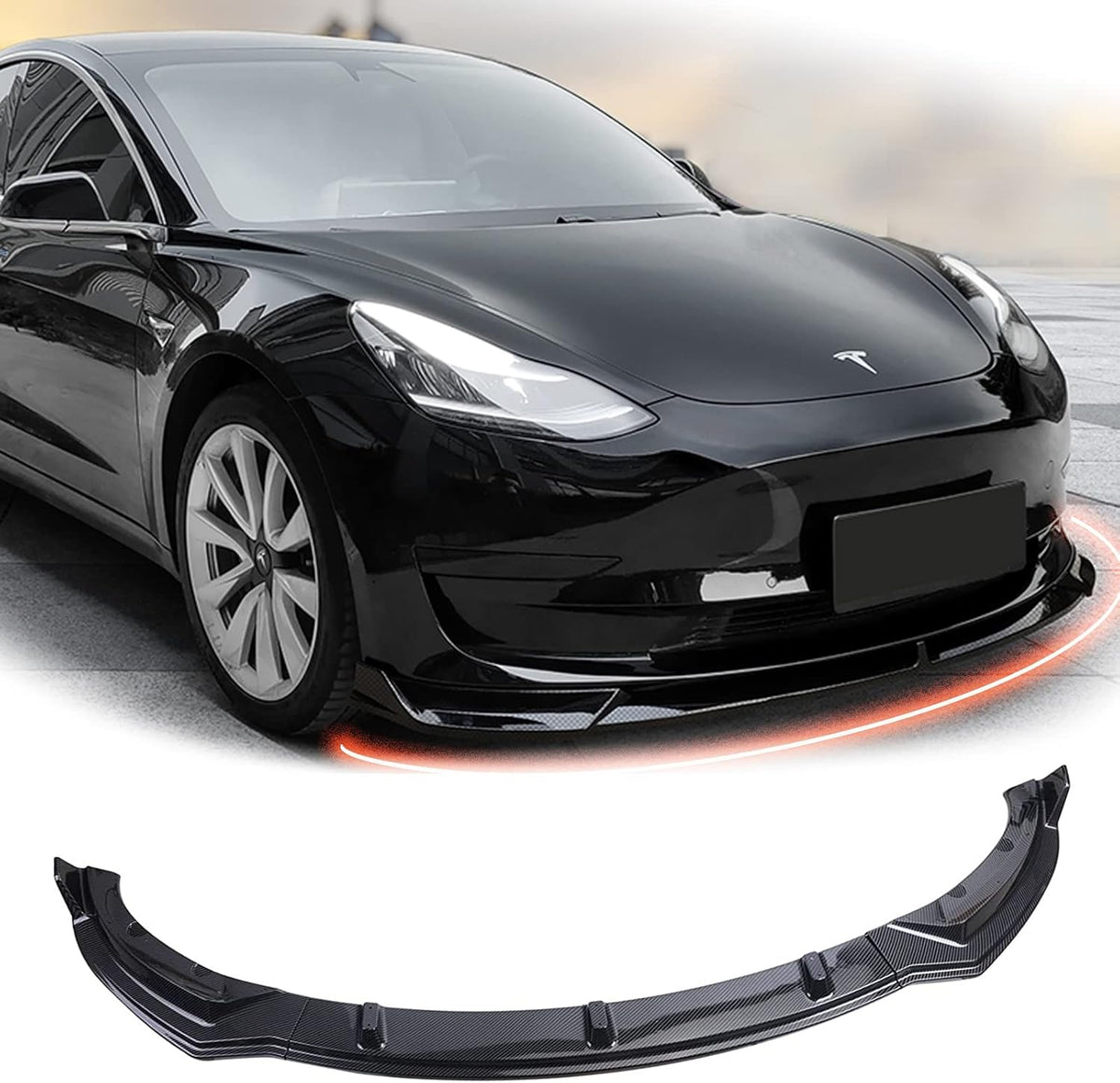 ABS Glossy Carbon Fiber Front Lip Spoiler F217