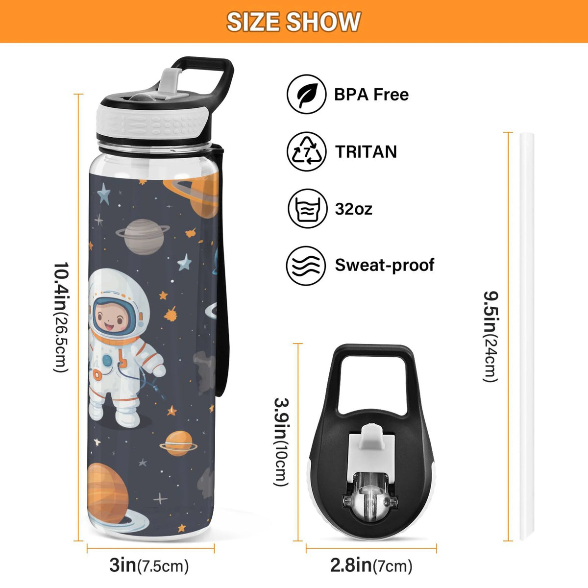 Clear Tritan 32oz Water Bottle with Straw Y2825