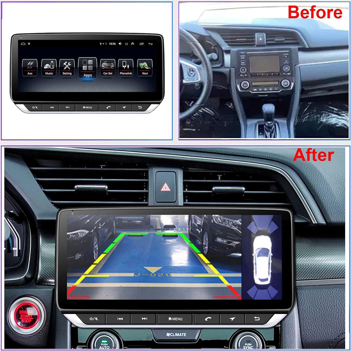 10.25inch Touch Screen Radio Replacement for Honda Civic with Wireless Carplay Android Auto Z187198