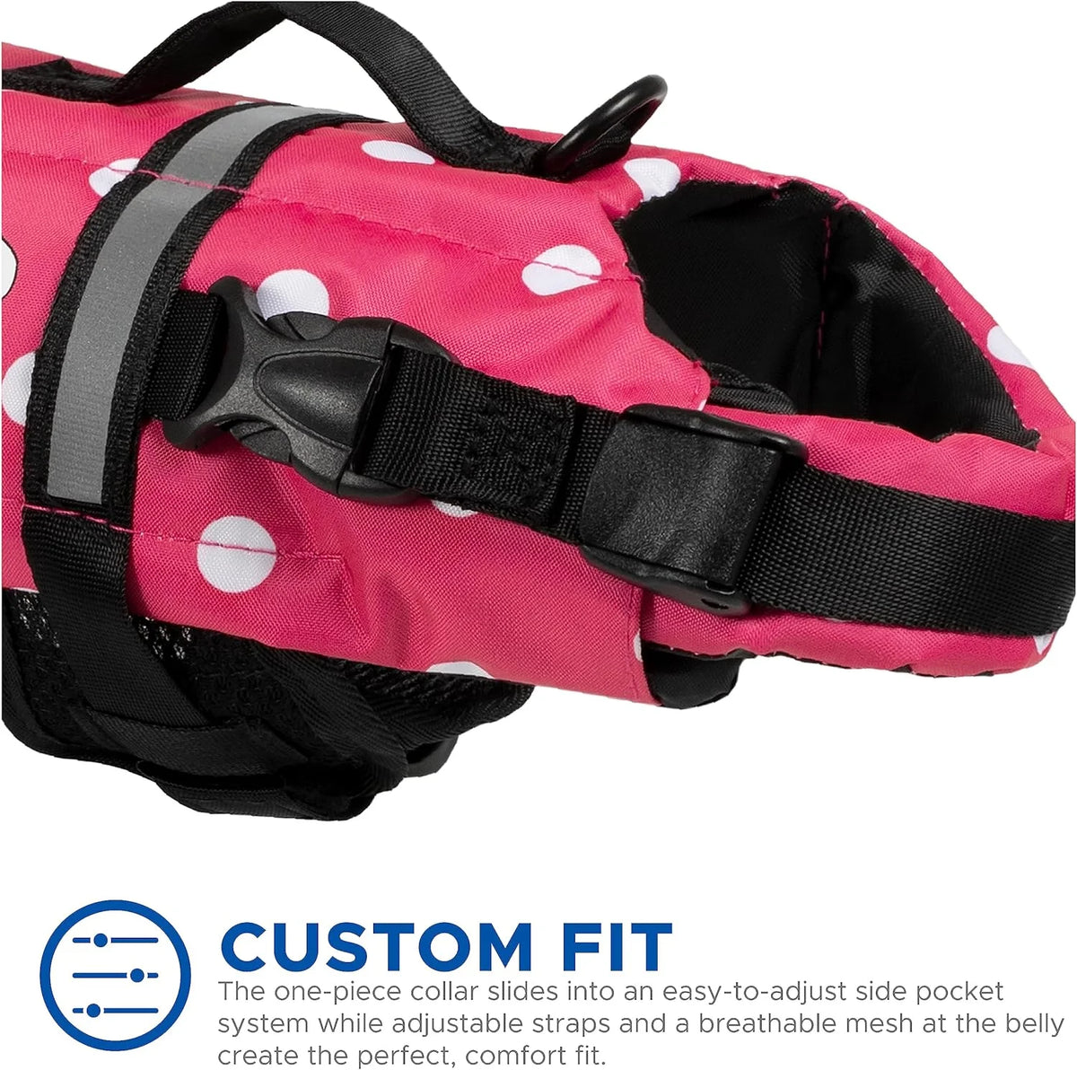 Pink & White Polka Dot Nylon Dog Life Jacket J681