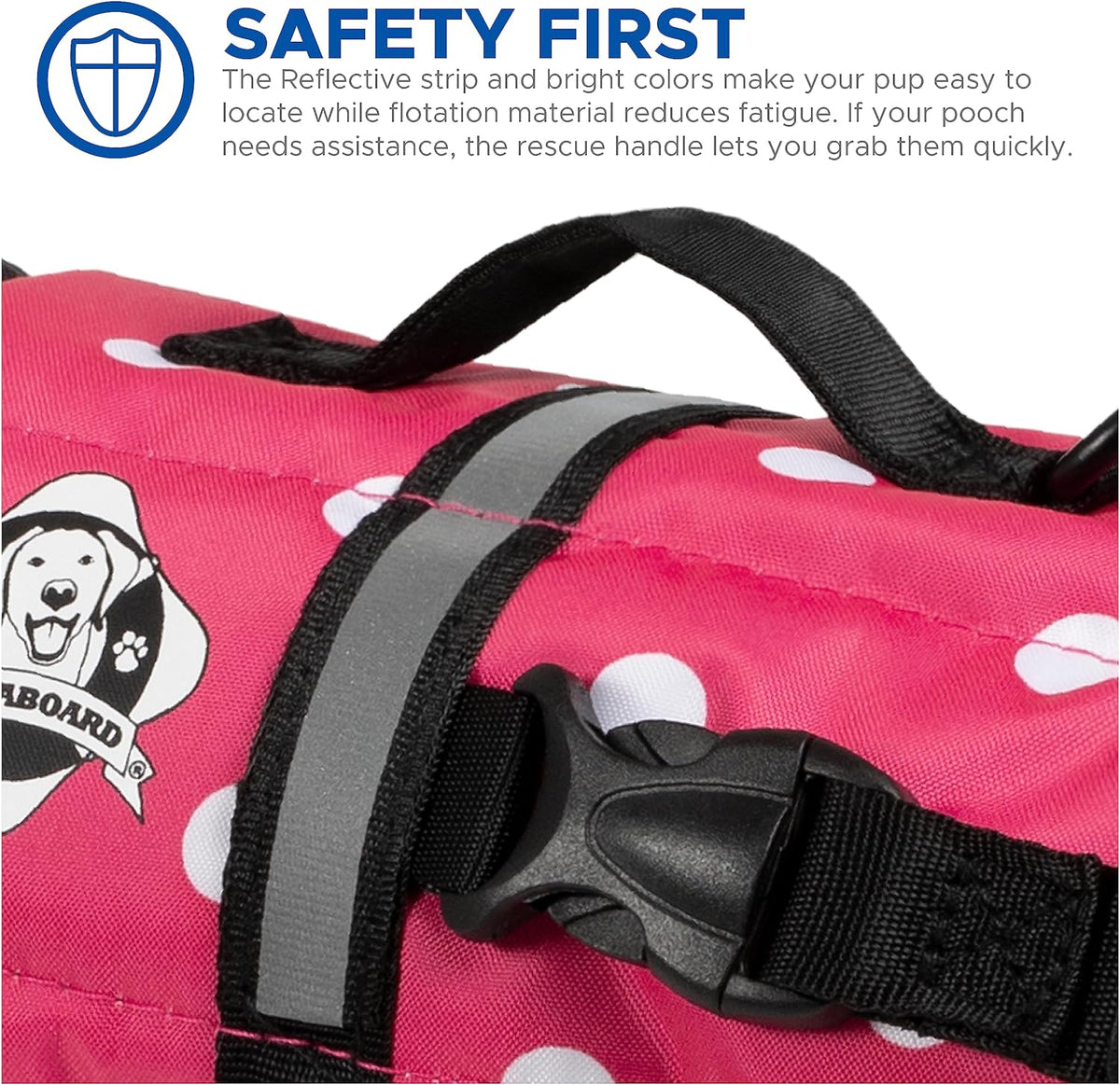 Pink & White Polka Dot Nylon Dog Life Jacket J681