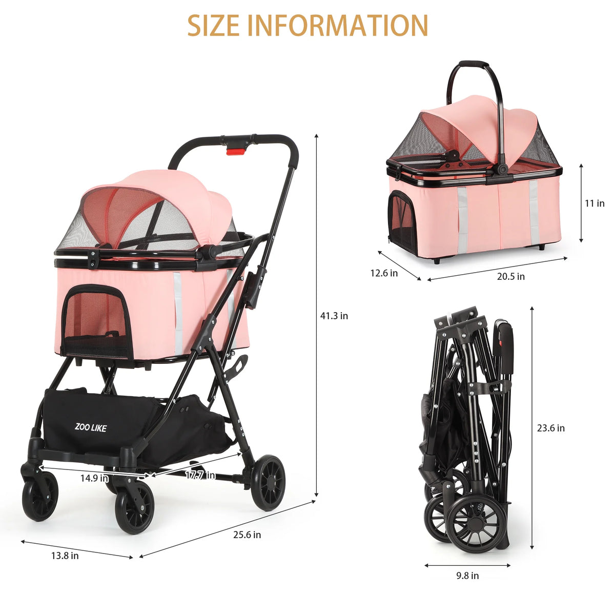 Foldable 4 Wheel Pet Stroller B505968