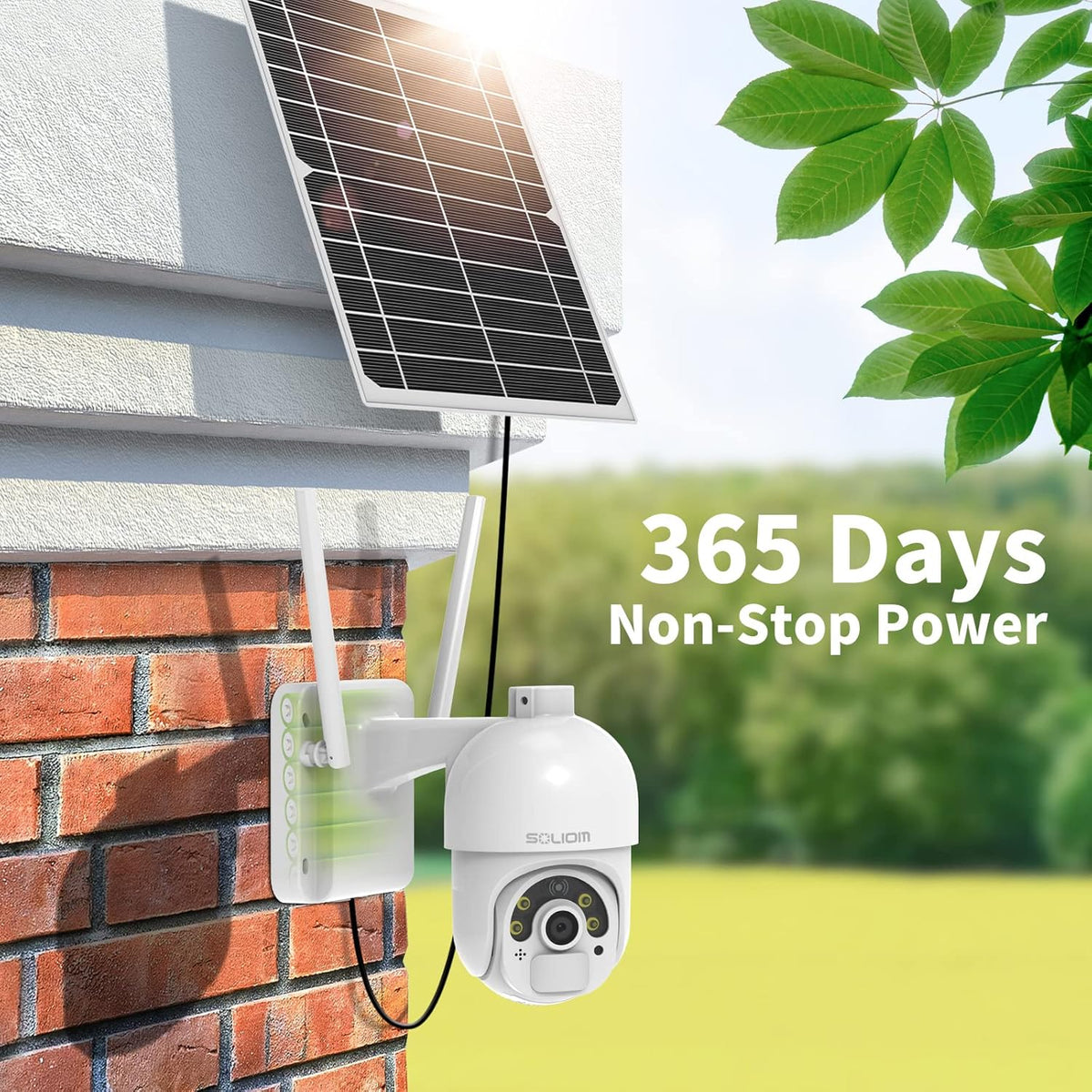 Solar Security Camera Outdoor Wireless Battery Powered with Spotlight Color Night Vision and PIR Motion Detection V1832