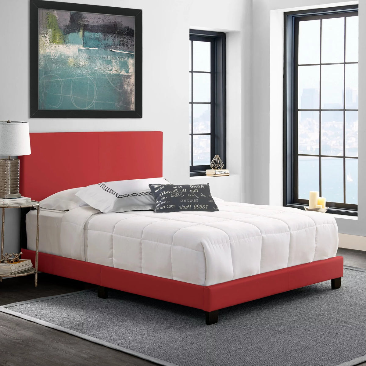 Queen Upholstered Platform Bed B42566